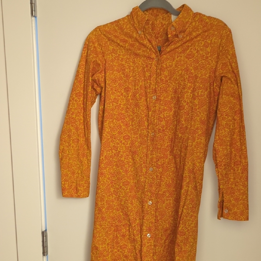 Orange Floral Button-Up Dress
